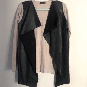 Knit + Fake leather Cardigan